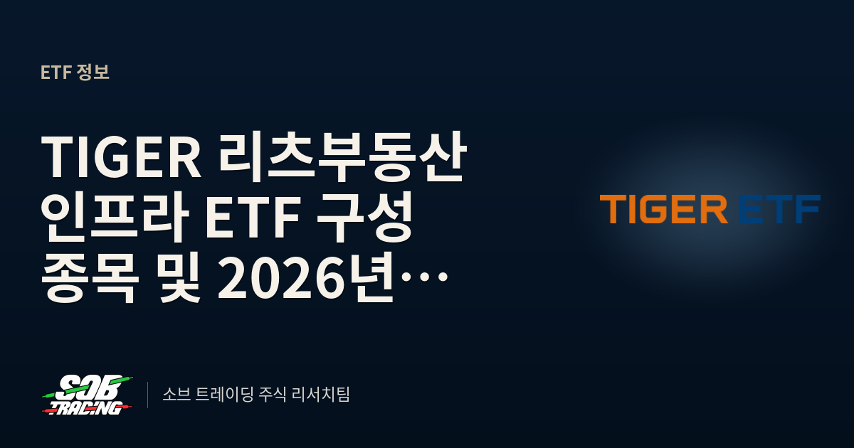 TIGER 리츠부동산인프라 ETF 구성 종목 및 2026년 전망 총정리